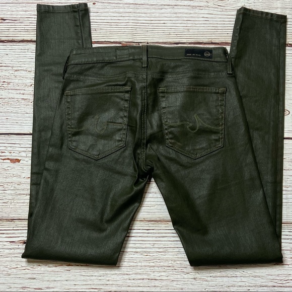 AG Jeans The Absolute Legging Extreme Skinny Jeans In Waxed Olive Green Sz 25 26 - Picture 7 of 11